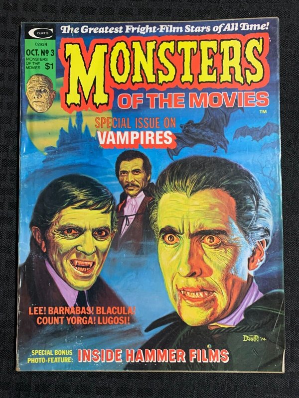 1974 MONSTERS OF THE MOVIES Magazine #3 G/VG 3.0 Vampire Issue / Dark Shadows 