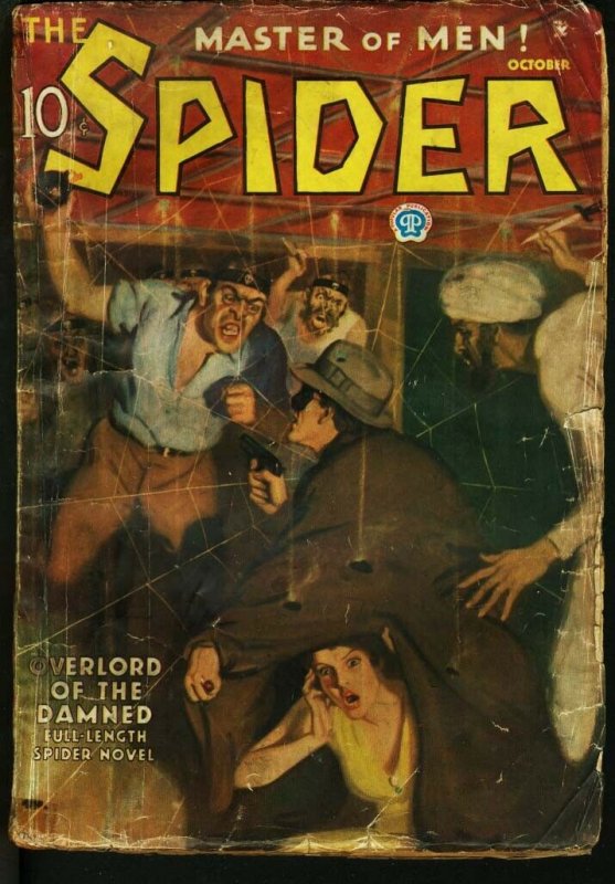 SPIDER 1935 OCT-RARE HERO PULP-GREAT COVER! G