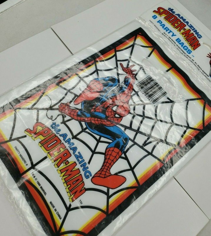 Vintage Spider Man Gift Bags Comic Toy Lot of 2 16 bags 1990 NM