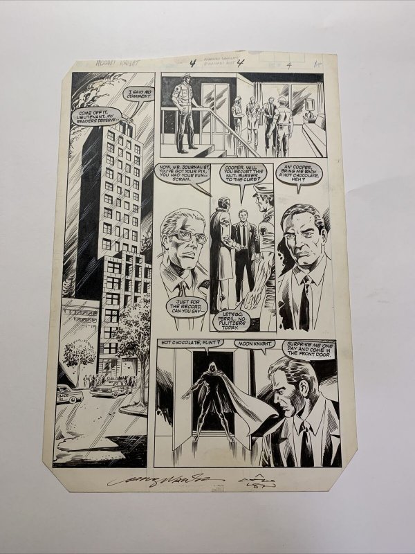 Moon Knight 4 Pg 4 original interior art Marvel 1985 Fist Of Konshu Chris Warner 