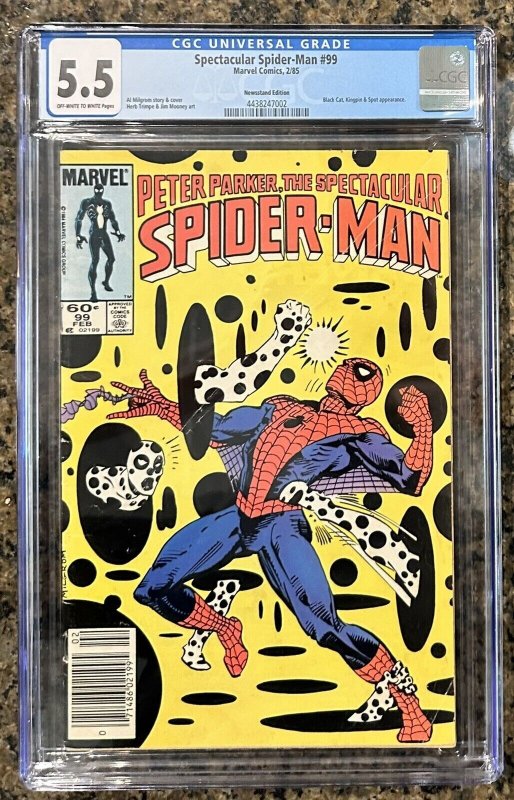 SPECTACULAR SPIDER-MAN #99 KEY: 1st Cover and 2nd App. The Spot - CGC 5.5