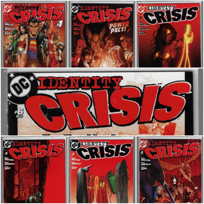 Identity Crisis #1-7 (DC, 2004-2005) NM average - Red Covers