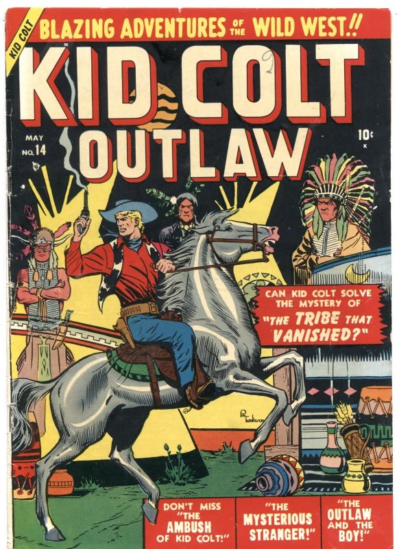 KID COLT OUTLAW #14-1951-THE TRIBE THAT VANISHED-ATLAS WESTERN HERO-RARE