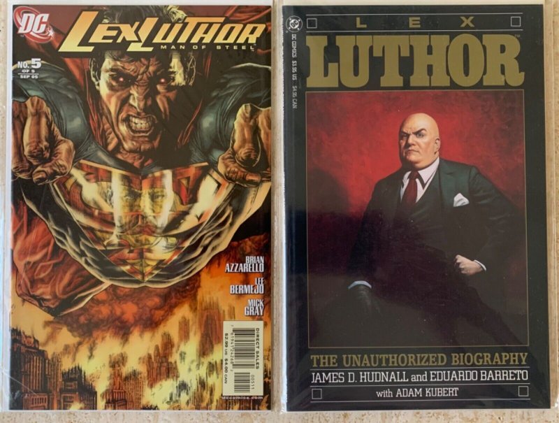 LEX LUTHOR: LOT OF 10 | SUPERMAN'S NEMESIS 1-4, MAN OF STEEL 1-5, BIOGRAPHY OGN