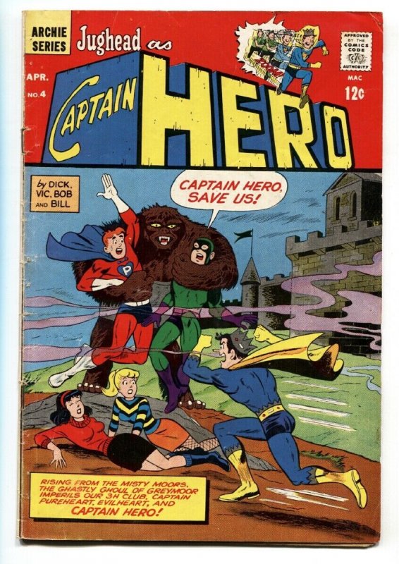 Jughead as Captain Hero #4 1967- Archie Comics superherp parody  horror issue