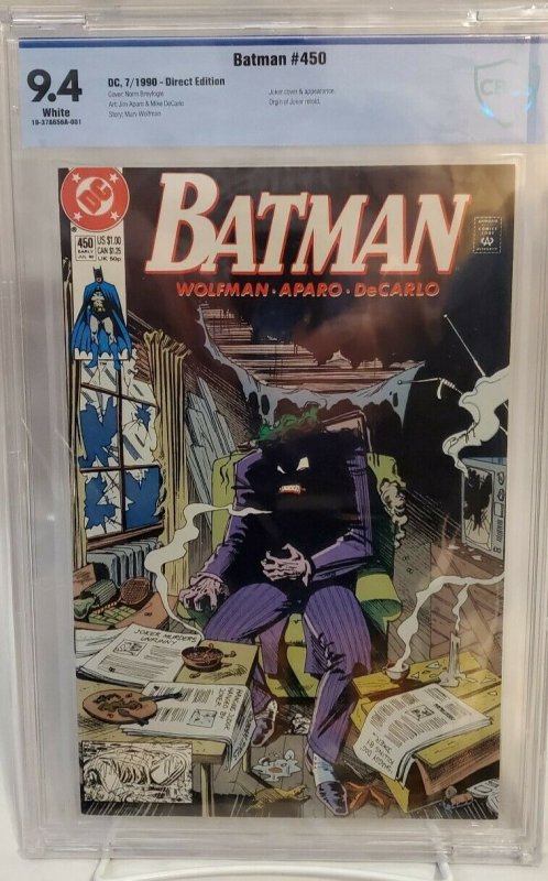 Batman #450 - CBCS 9.4 - NM - White Pages - Joker - Norm Breyfogle Cover