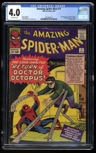 Amazing Spider-Man #11 CGC VG 4.0 Off White Doctor Octopus Appearance!