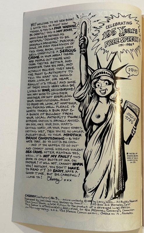 Cherry Poptart #3, 1986 1st Print | Larry Welz, Published By Last Gasp