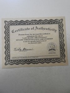 Lady Death: The Gauntlet Dynamic Forces Exclusive Ashcan Edition VF+ ! W/ COA!