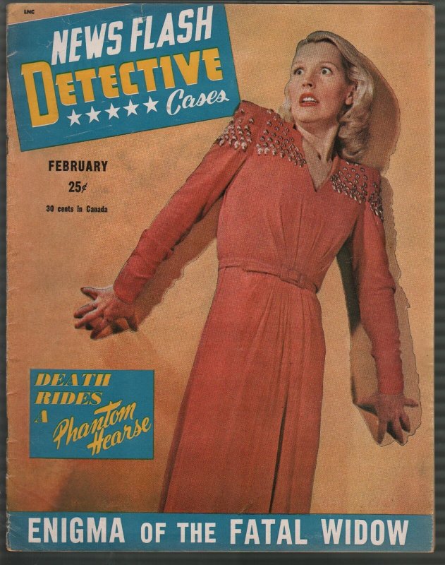 News Flash Detective #2 2/1946- terrified babe cover-lurid-violent pulp-VG/FN