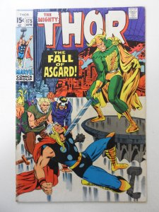 Thor #175 VG! Centerfold detached at top staple, moisture stain, tape pull fc