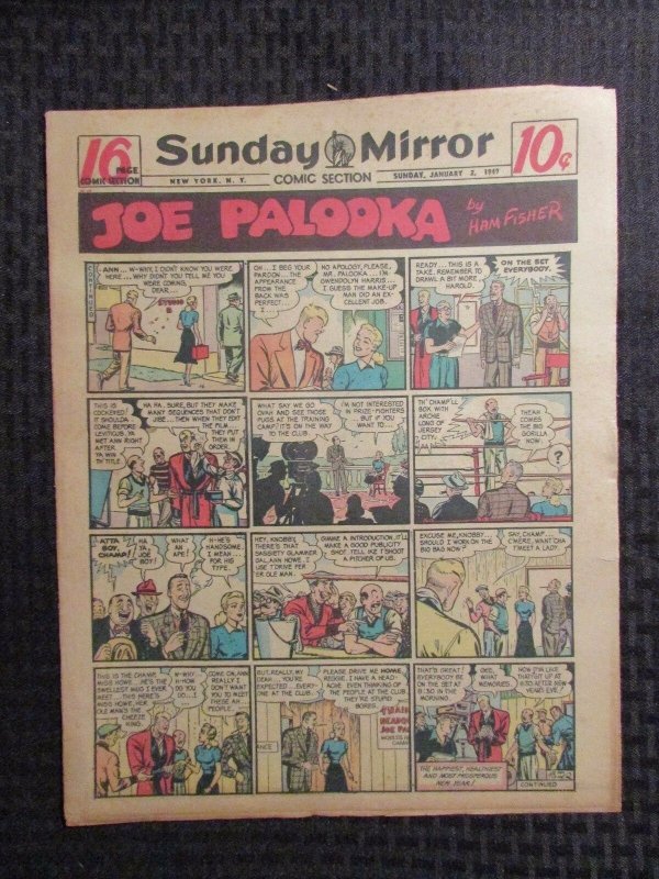 1949 Jan 2 Sunday Mirror Comic Section VG+ 4.5 Superman / Joe Palooka 16pgs