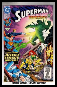 Superman #74 (1992) DOMSDAY! JUSTICE LEAGUE of AMERICA!     / EBI#1