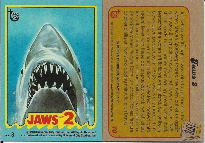 2013 Topps 75th Anniversary #70 Jaws 2 > Sherriff Brody > 1978