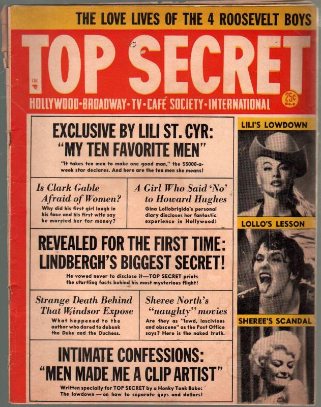 Top Secret #8-Summer 1954-Charlton-Lili St Cyr-Jane Russell-Nazis-Sinatra-VG