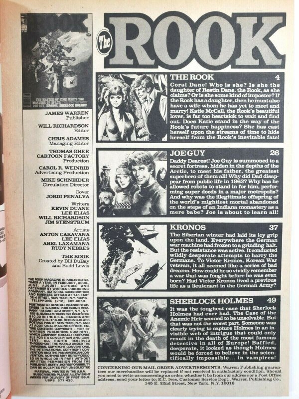 The ROOK #10 Illustrated Comic Magazine 1981 Warren Publish. Jordi Penalva Cover