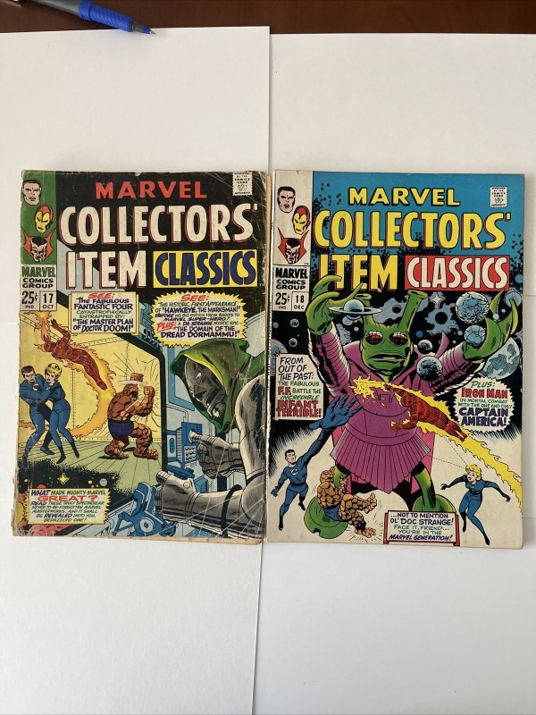 Marvel Collectors' Item Classics #17, 18 GD Reprints 1st Hawkeye, Doom, Strange