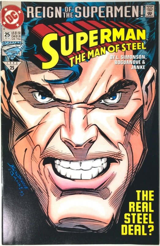 SUPERMAN THE MAN OF STEEL Comic Issue 25 -  1993 DC Universe — Flat Rate Ship