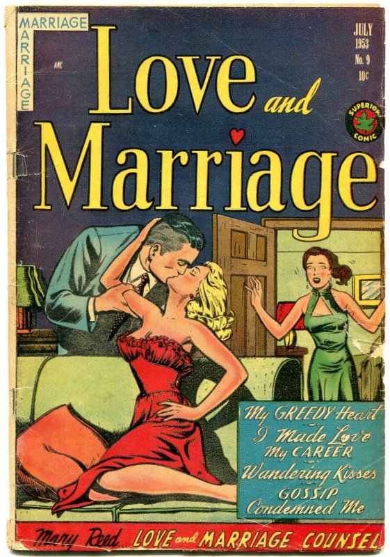 Love and Marriage #9 1953- Spicy cover art- Golden Age Romance G/VG