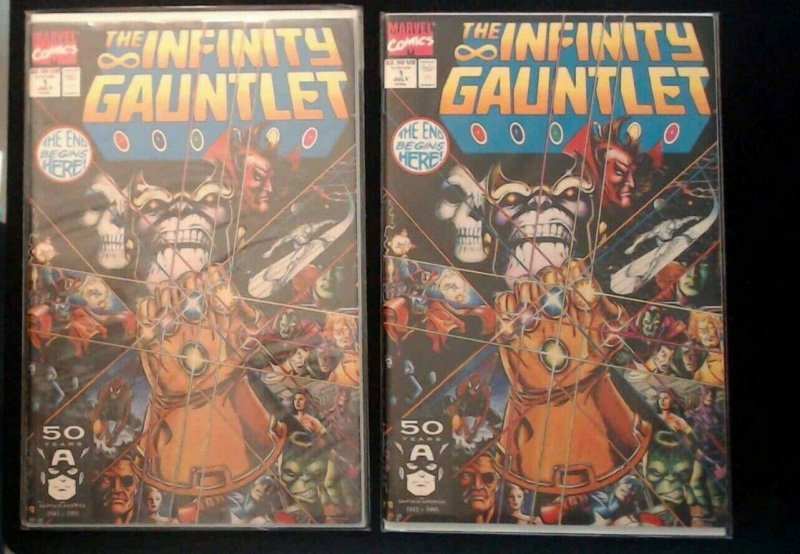 2- Infinity Gauntlet #1-1991 NM  Thanos Starlin Perez MARVEL Variant VF+/ NM