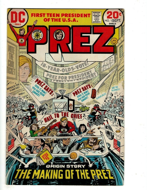 PREZ # 1 VF DC Bronze Age Comic Book 1st Teen President Of The USA Joe Simon EJ1