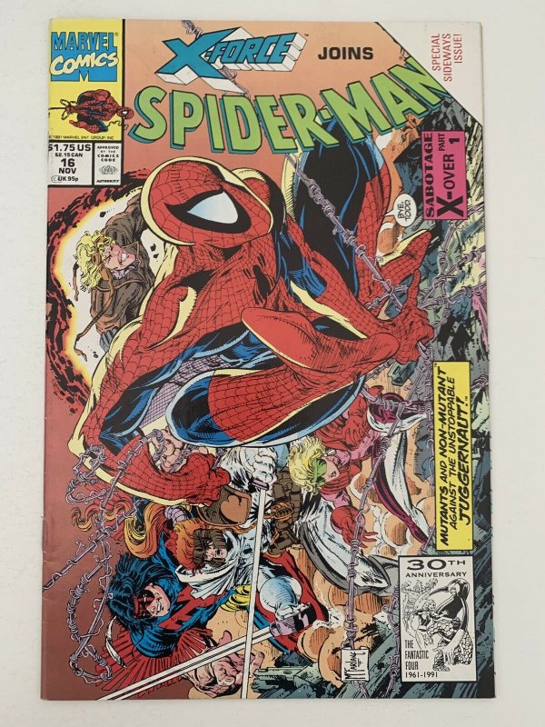 X-Force Joins Spider-Man #16 1991 VF Marvel Special Sideways Issue Comic Book