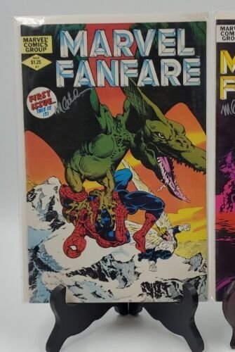 Lot of 2 MARVEL FANFARE #1 & #2 Mar 1982 both signed by Michael Golden Boarded  