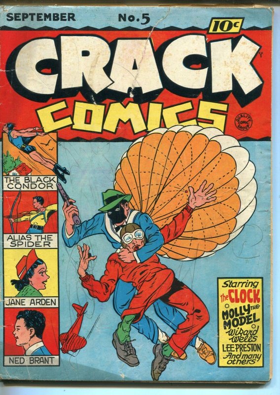 Crack #5 1940-Quality-Clock-parachute-Black Condor-Gil Fox-Rube Goldberg-G