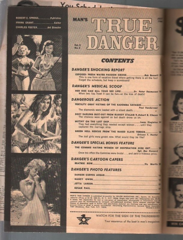 Man's True Danger-spicy women cover-slave terror-exploitation-VG