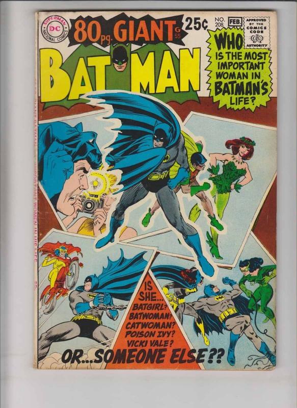 Batman #208 FN february 1969 - 80 page giant G-55 - batgirl/catwoman/poison ivy