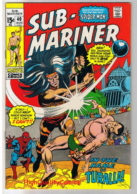 SUB-MARINER #40, FN+, Spider-man, Gene Colan, 1968, more in store