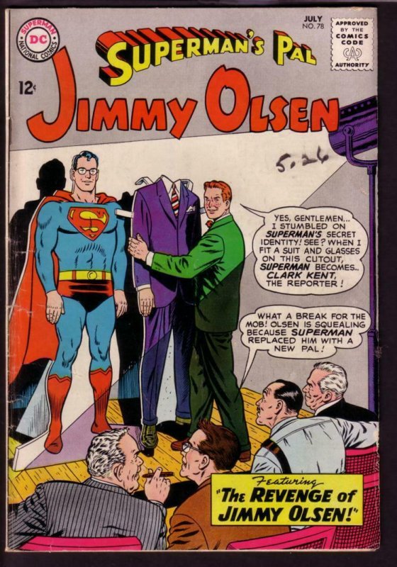 SUPERMAN'S PAL JIMMY OLSEN #78 1964-RARE PAPER DOLL COV VG/FN