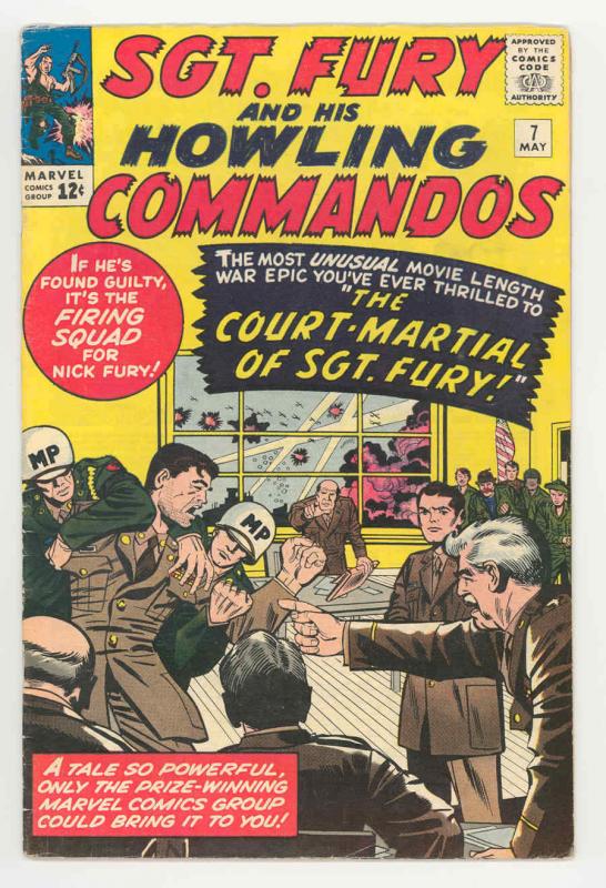 SGT. FURY #7 1964-JACK KIRBY-COURT MARTIAL-SILVER AGE-FN