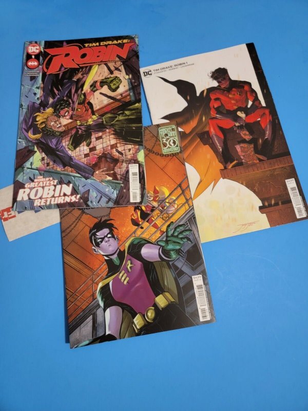 Tim Drake Robin 1 three variant set NM Fitzmartin Rossmo Harley