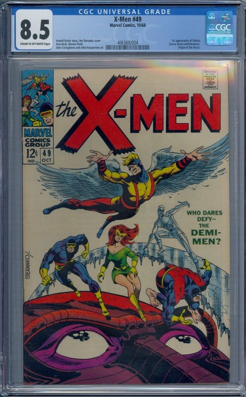 X-MEN #49 CGC 8.5 1ST POLARIS MESMERO DEMI-MEN ORIGIN BEAST JIM STERANKO