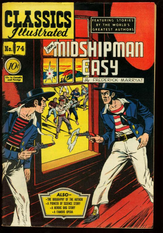 Classics Illustrated  #74 HRN 75--Mr Midshipman Easy 1st edition F/VF 