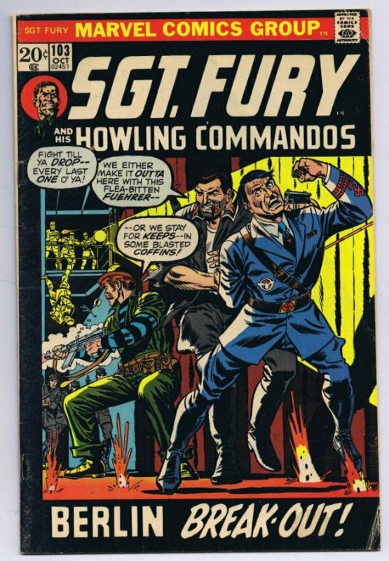 Sgt Fury #103 ORIGINAL Vintage 1972 Marvel Comics Berlin Breakout