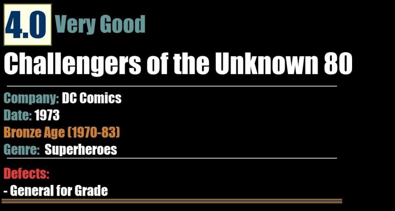 Challengers of the Unknown 80 (1973) VG 4.0 Bronze Age DC Comics