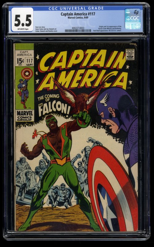 Captain America #117 CGC FN- 5.5 Off White 1st Appearance Falcon!