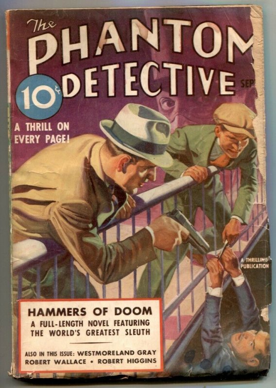 Phantom Detective Pulp September 1937- Hammers of Doom- Belarski torture cover