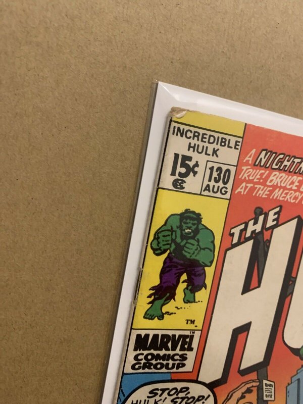 1970 THE INCREDIBLE HULK Comic #130 Silver Age, Marvel (C346)
