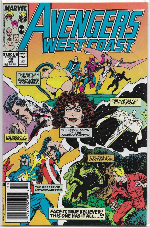 Avengers West Coast   # 49 FN Byrne, Scarlet Witch, Great Lakes Avengers