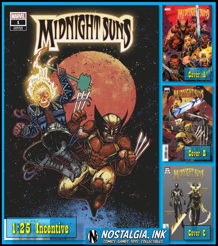 MIDNIGHT SUNS #1 CVR A + B + C + 1:25 EASTMAN Marvel Comics PRESALE PROSHIP 9/14 