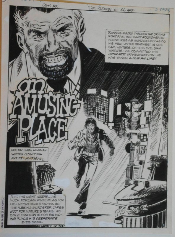 JOSE FERRER original art,MANY GHOSTS of DR GRAVES #56 pg 1, 10x14, 1975, Splash