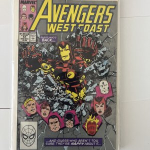 Avengers West Coast Lot Of 8. #4, 6, 47, 49, 51, 53?, 56, 57.  VG To VF+