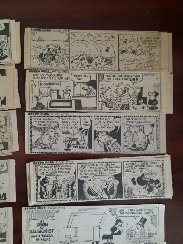 Lot of 50 Broom-Hilda Dailies by Russell Myers 1980 Size: 2.5 x 7 Vintage good 