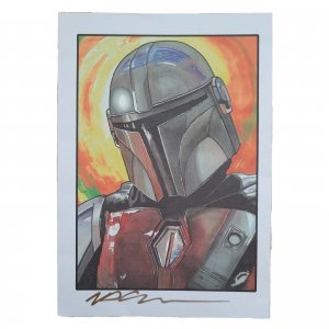 MANDALORIAN DIN DJARIN - NICK GRIBBON Artist Signed Pop Art Print 5.5×4