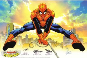 Amazing Spider-Man Print - Signed by John Romita Sr., Romita Jr., & Paul Mounts