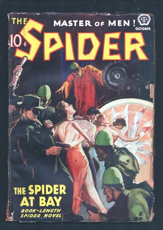 Spider 10/1938-Popular-The Spider at Bay-Weird menace cover-Doc Turner pulp... 