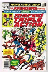 Marvel Triple Action #36 (1977) The Avengers Captain America Goliath Wasp